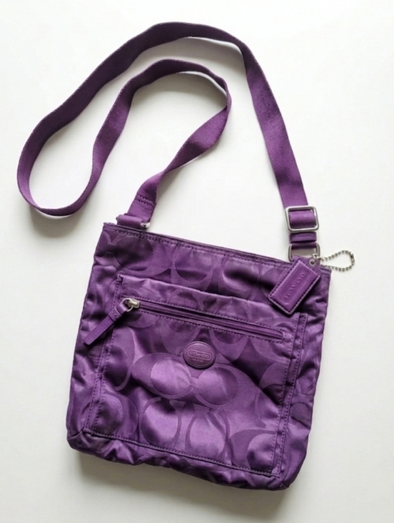 Coach Handbags - Coach Signature Nylon File Crossbody Bag – Purple